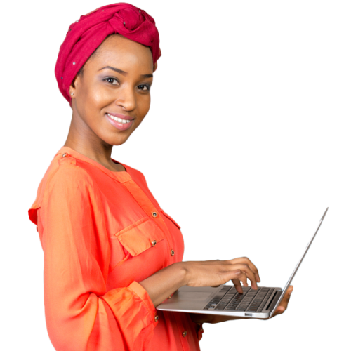 Casual lady with laptop